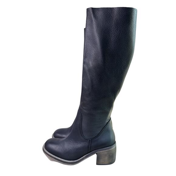 Free People Essential Tall Slouch Boot Women's Size EU37 Black Leather Round Toe - Picture 3 of 13